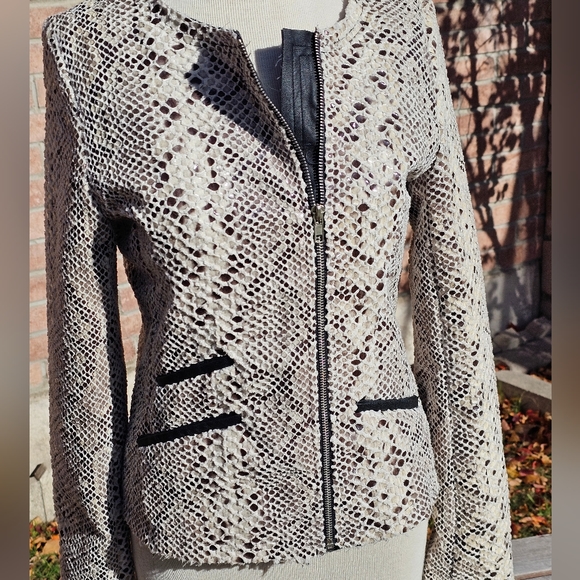 Olivaceous python print moto jacket - Picture 7 of 9